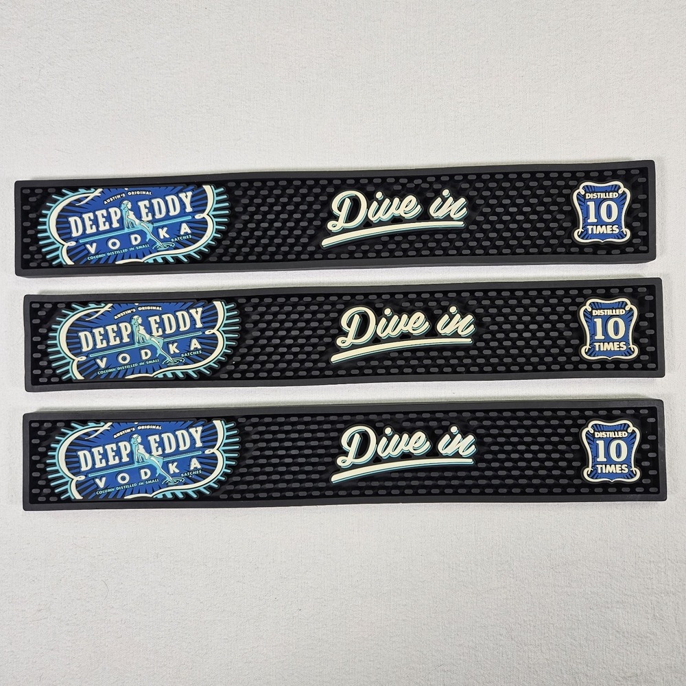 Deep Eddy Vodka Dive in Rubber Bar Rail Spill Mat Mancave‎ 21"x3.25x.5"